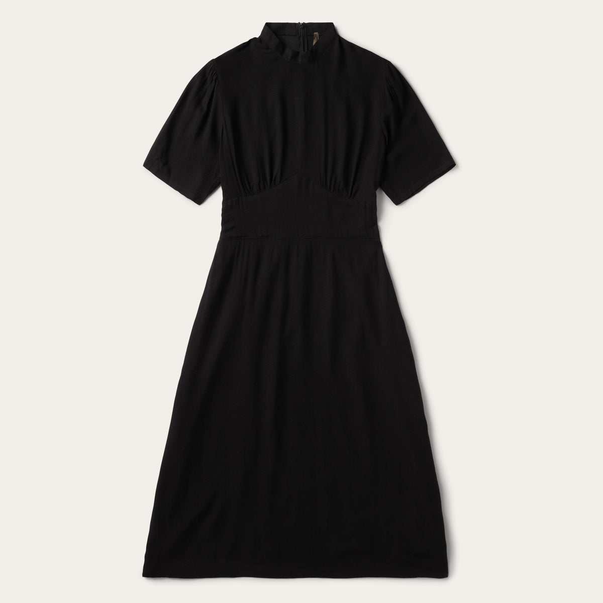 Black Herringbone Twill Midi Dress Black | Stetson Women