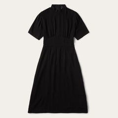 Black Herringbone Twill Midi Dress Black | Stetson Women