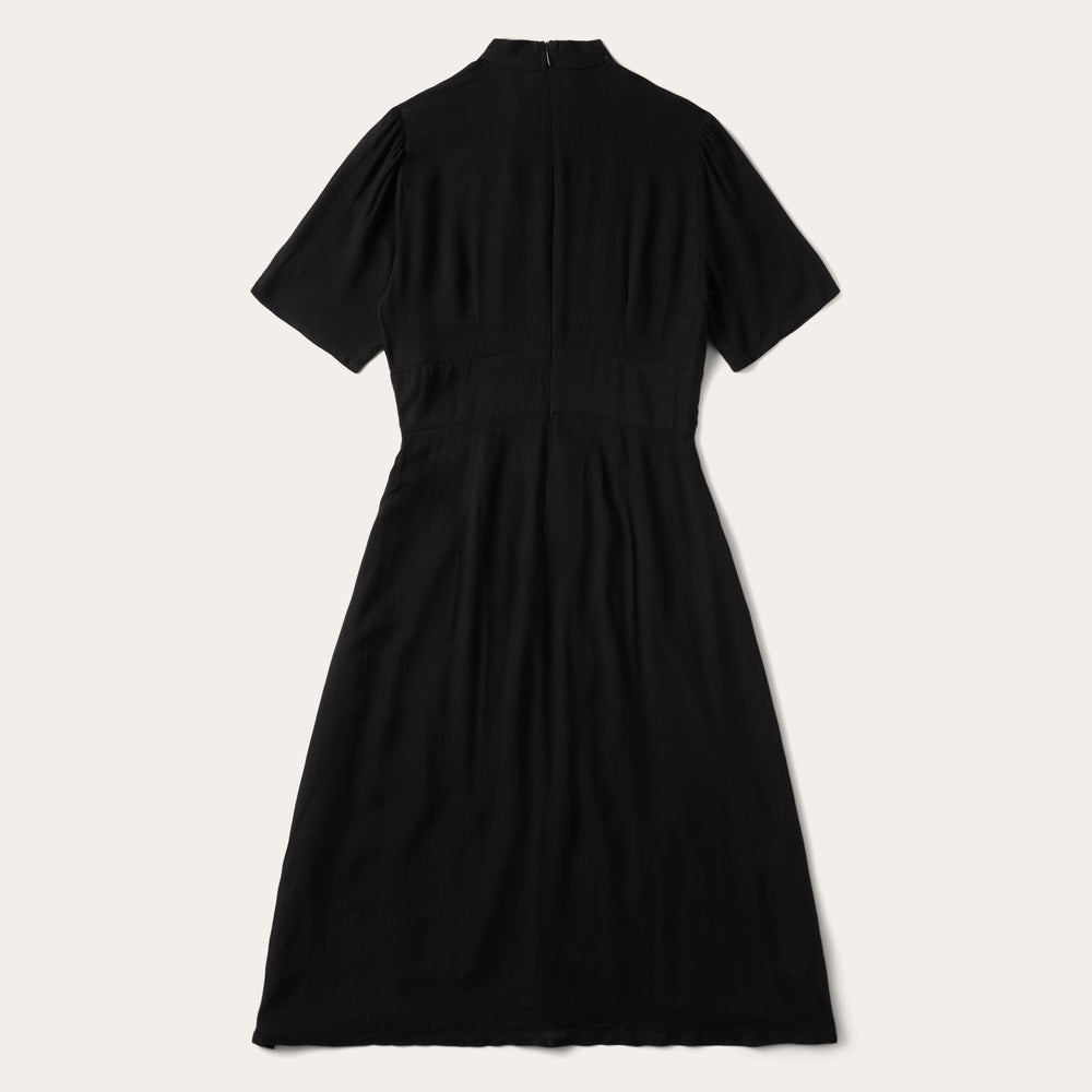 Black Herringbone Twill Midi Dress Black | Stetson Women