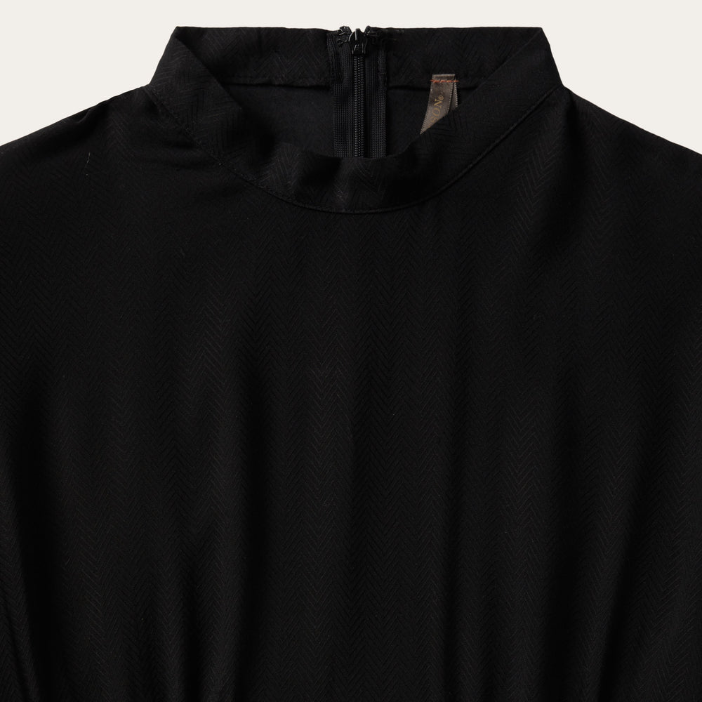 Black Herringbone Twill Midi Dress Black | Stetson Women