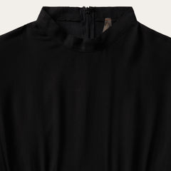 Black Herringbone Twill Midi Dress Black | Stetson Women