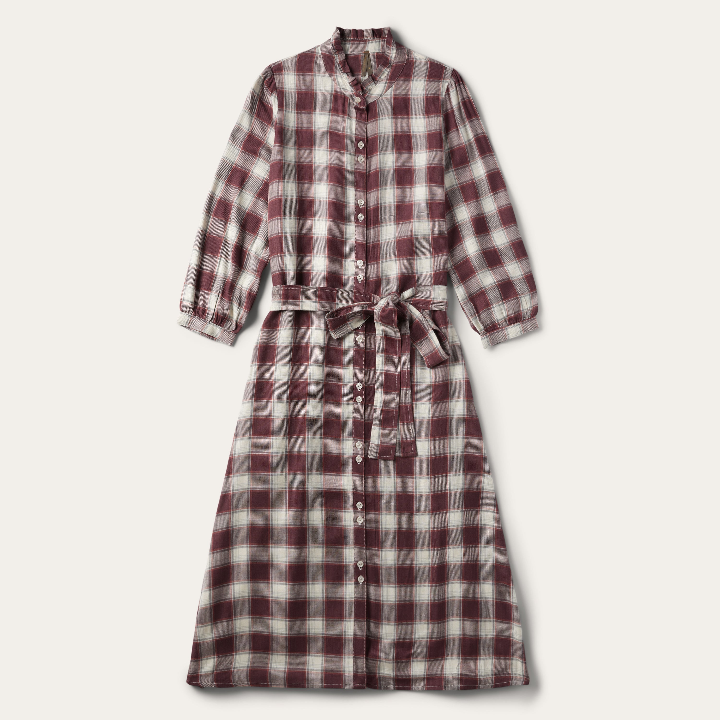 Gaucho Plaid Prairie Shirt Dress Wine | Stetson Women