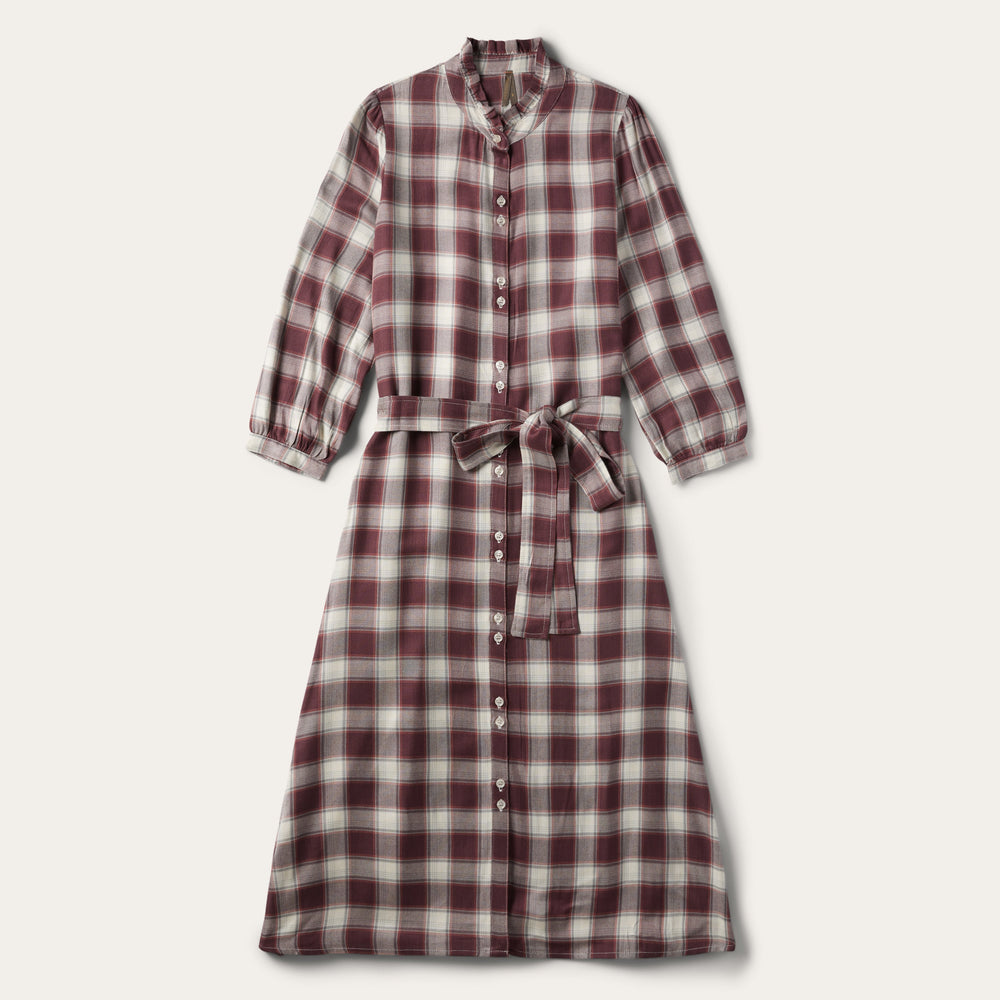 Gaucho Plaid Prairie Shirt Dress Wine | Stetson Women