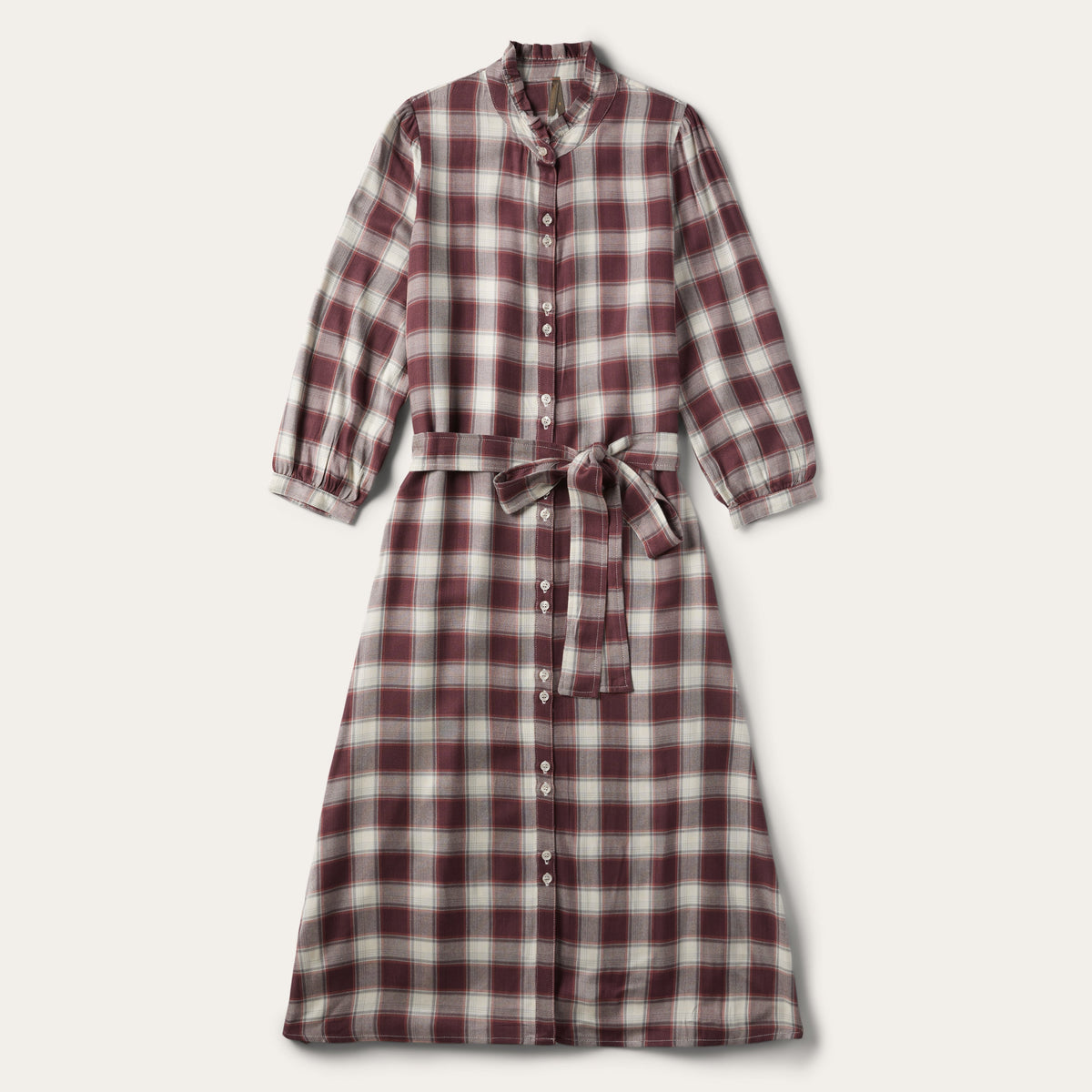 Gaucho Plaid Prairie Shirt Dress Wine | Stetson Women