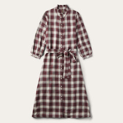 Gaucho Plaid Prairie Shirt Dress Wine | Stetson Women