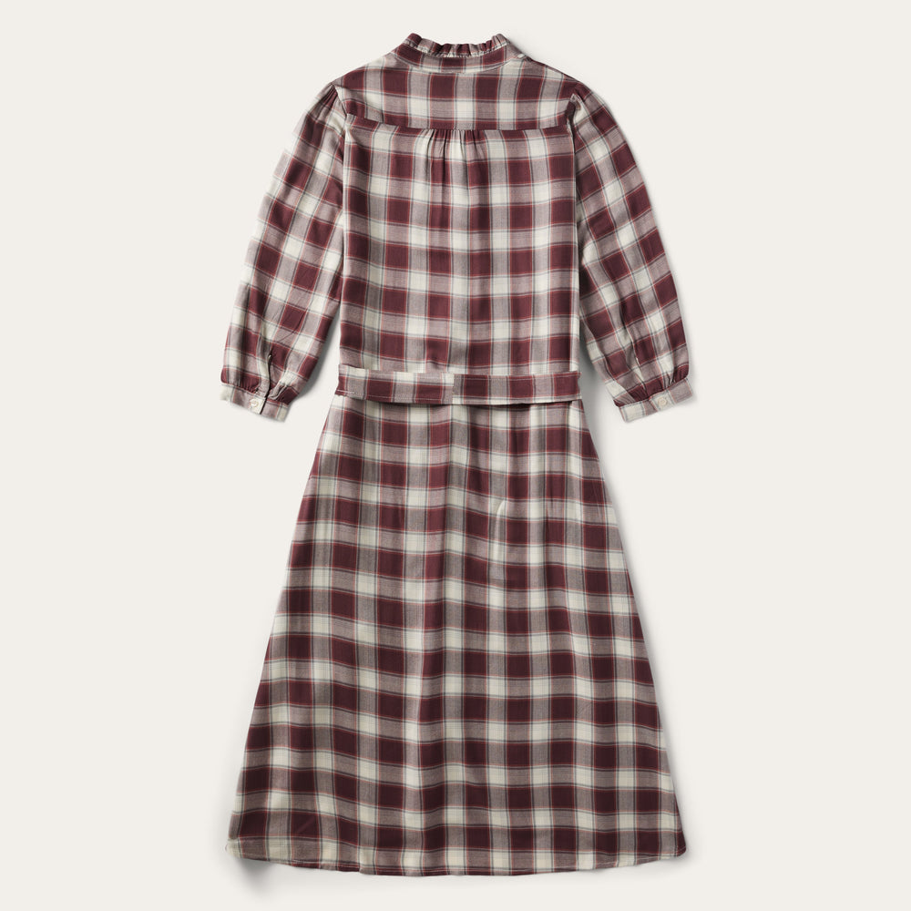 Gaucho Plaid Prairie Shirt Dress Wine | Stetson Women