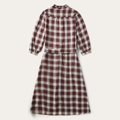Gaucho Plaid Prairie Shirt Dress Wine | Stetson Women