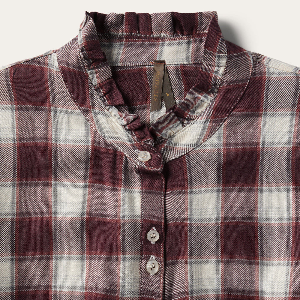 Gaucho Plaid Prairie Shirt Dress Wine | Stetson Women