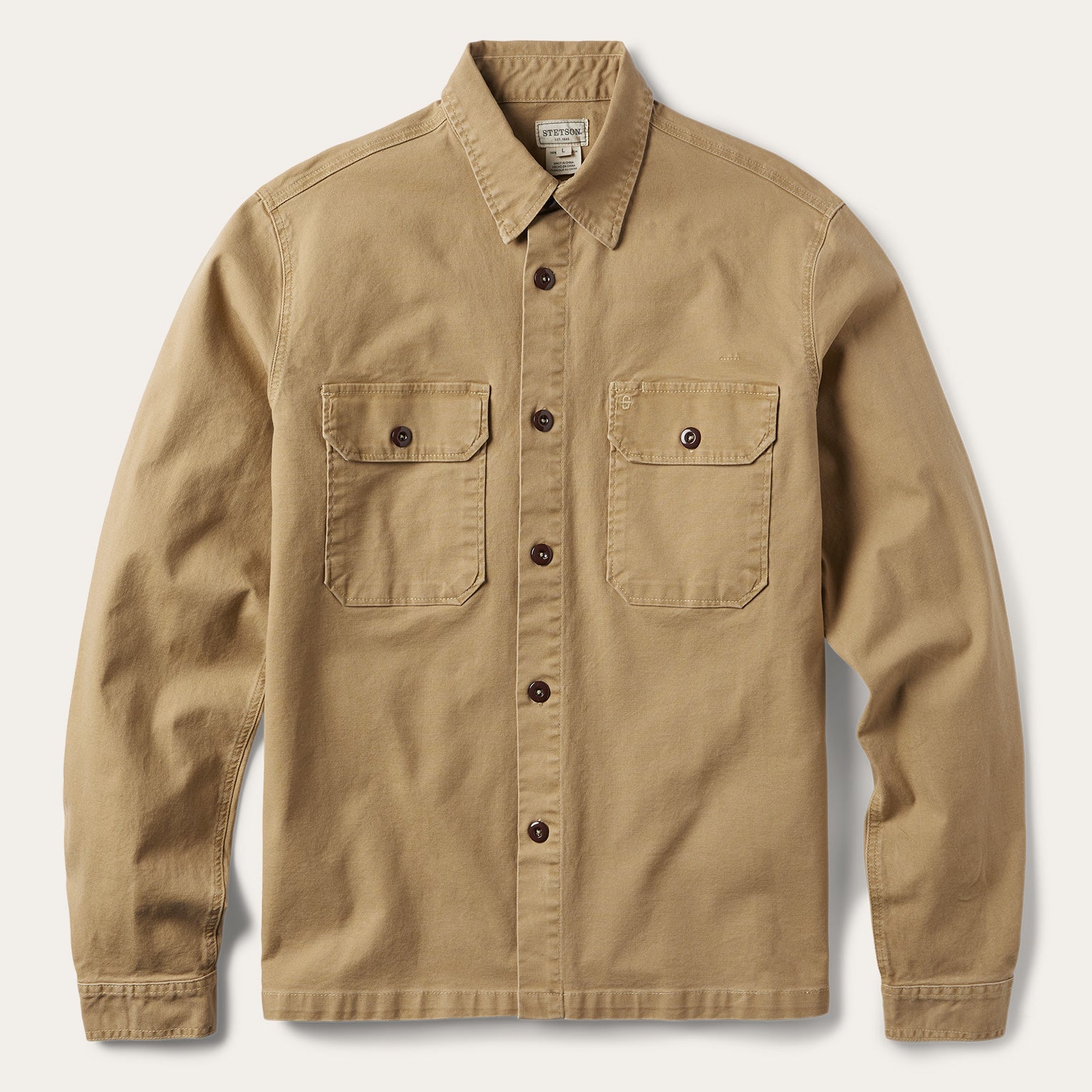 Camel Stretch Canvas Shirt Jacket Brown | Stetson Men