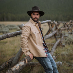 Camel Stretch Canvas Shirt Jacket Brown | Stetson Men