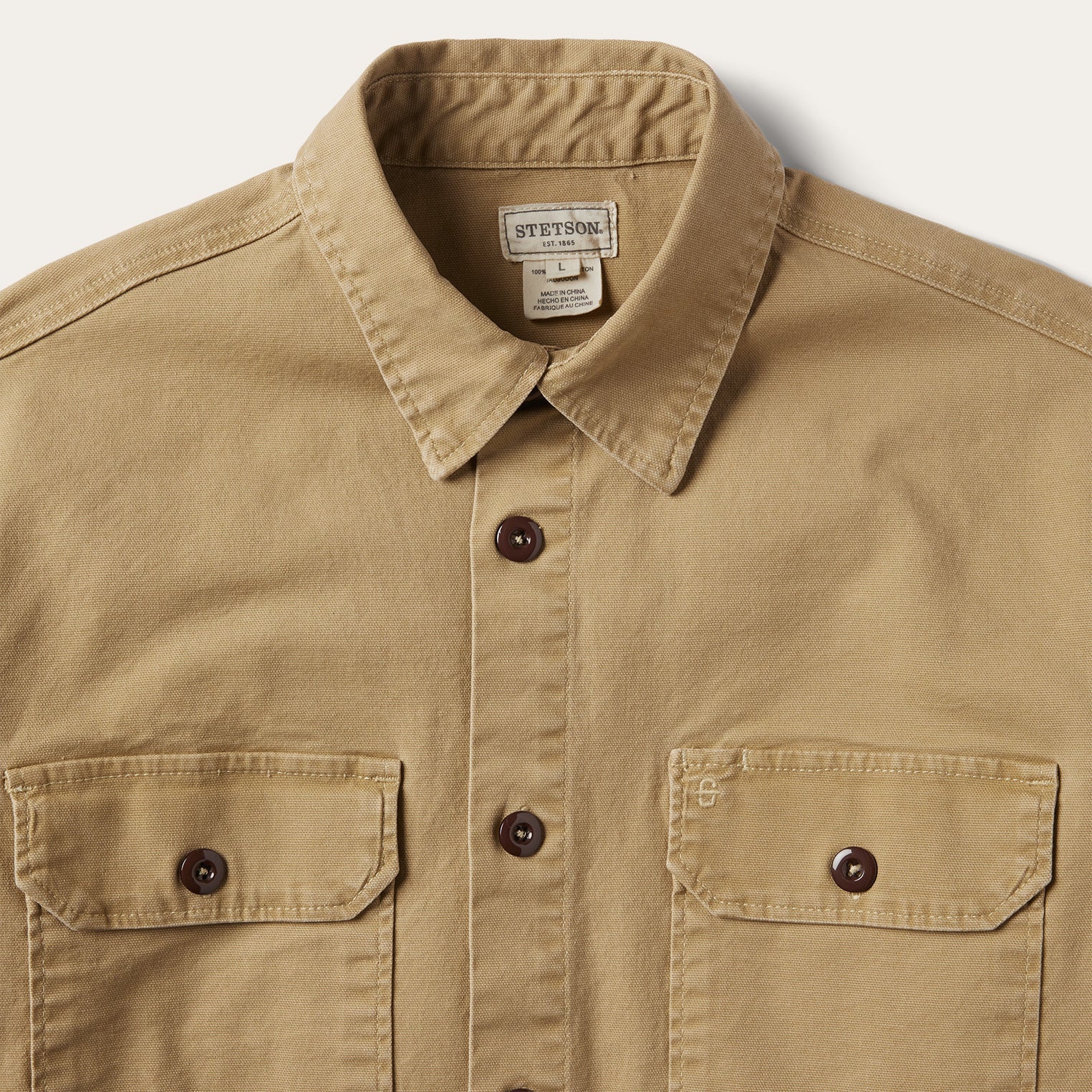 Camel Stretch Canvas Shirt Jacket Brown | Stetson Men