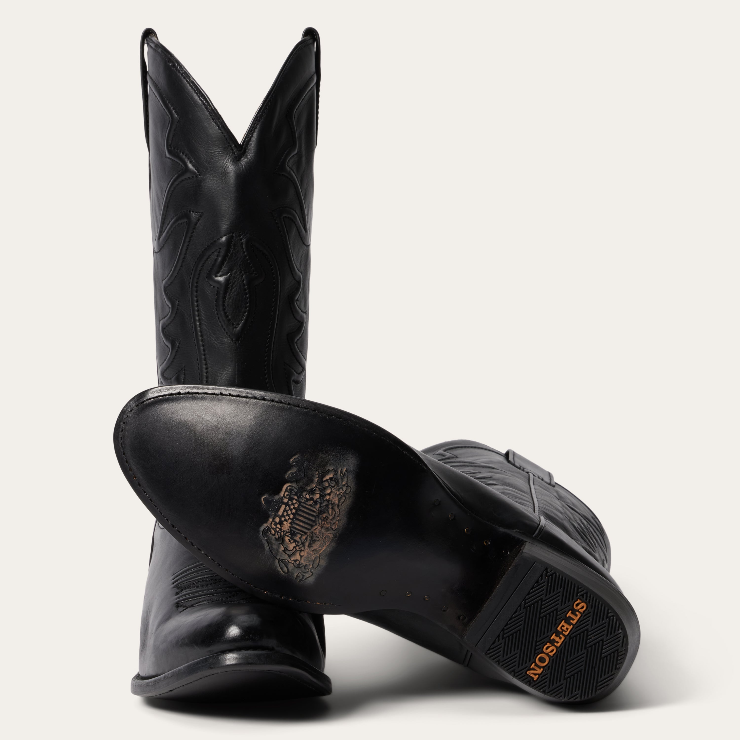 Ames Corded & Burnished Leather Boot Black | Stetson