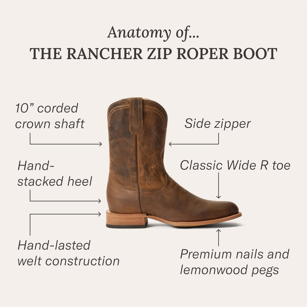 Rancher Zip Roper Oiled Cognac | Stetson