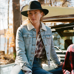 Denim Sherpa Lined Jacket Blue | Stetson Women
