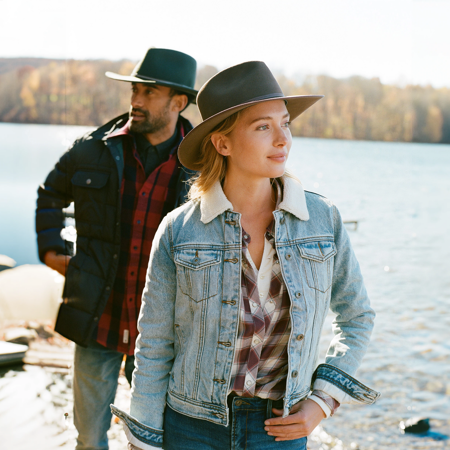 Denim Sherpa Lined Jacket Blue | Stetson Women