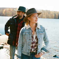 Denim Sherpa Lined Jacket Blue | Stetson Women
