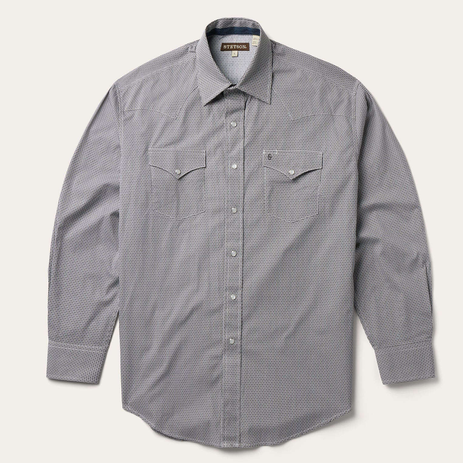 Grey Geo Print Western Shirt Grey | Stetson Men