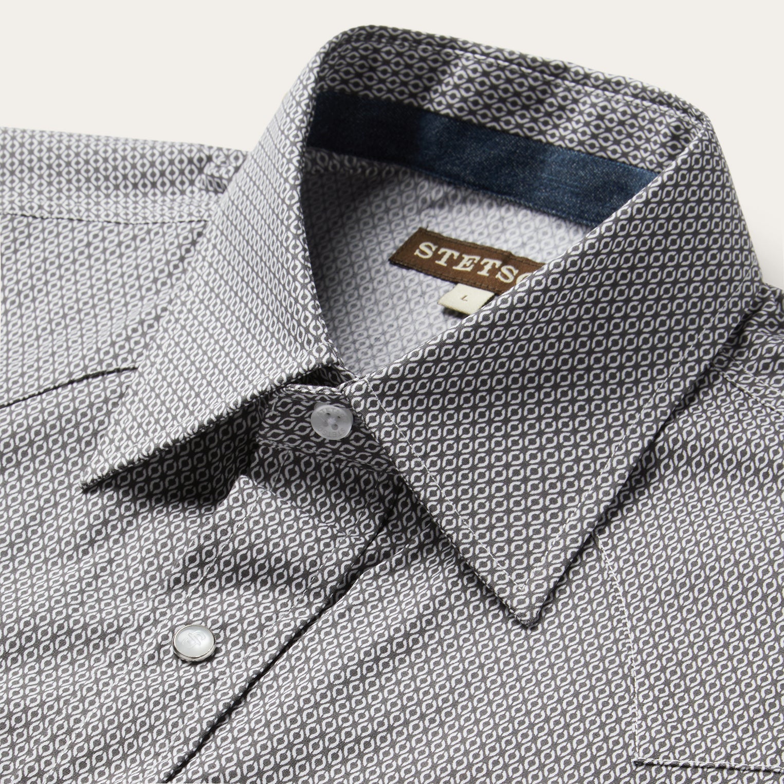 Grey Geo Print Western Shirt Grey | Stetson Men