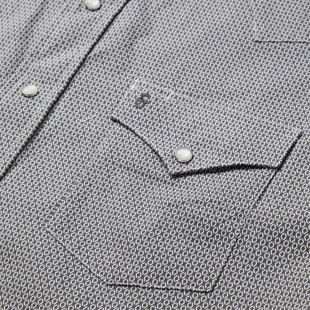 Grey Geo Print Western Shirt Grey | Stetson Men