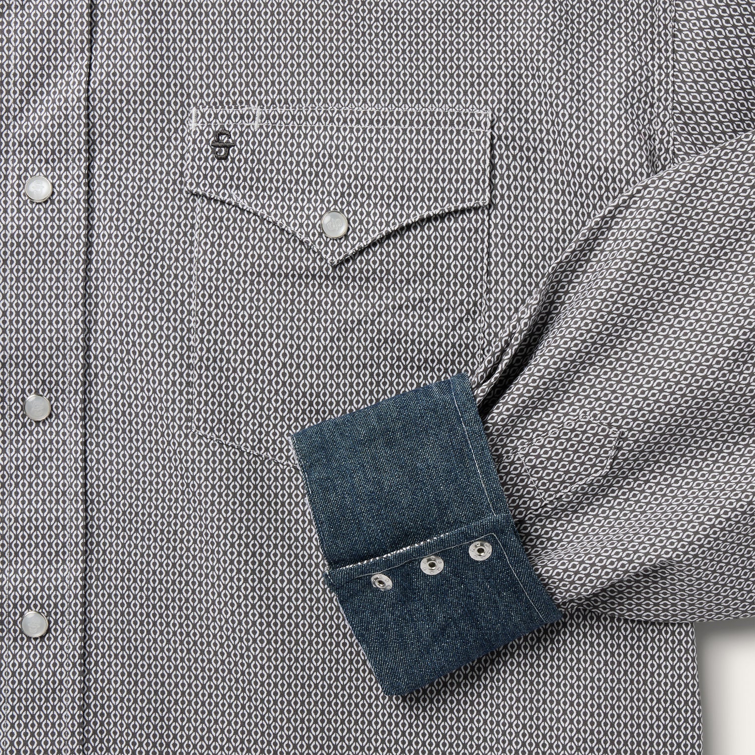 Grey Geo Print Western Shirt Grey | Stetson Men