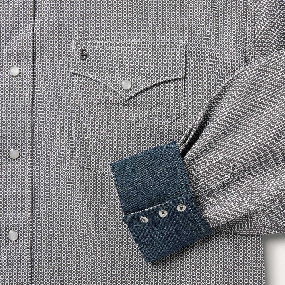 Grey Geo Print Western Shirt Grey | Stetson Men