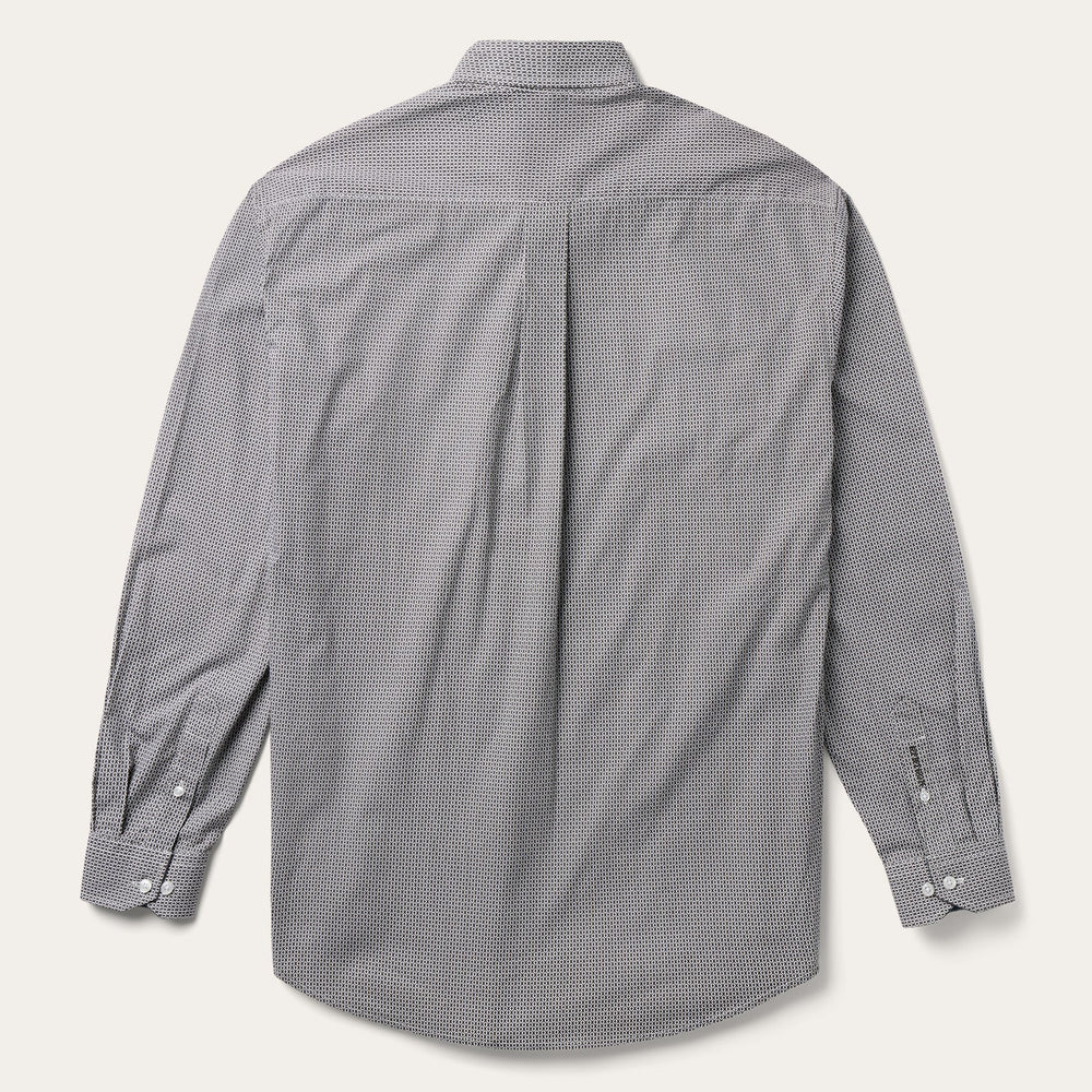 Grey Geo Print Button Front Shirt Grey | Stetson Men