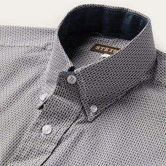 Grey Geo Print Button Front Shirt Grey | Stetson Men