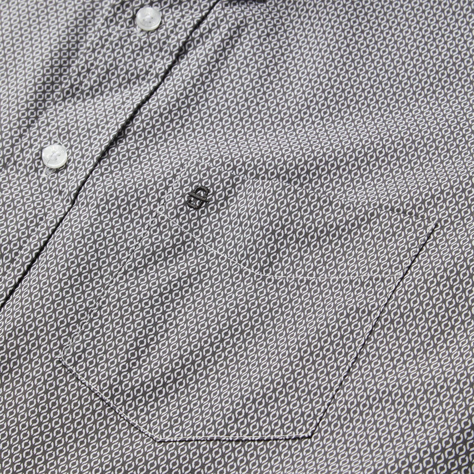 Grey Geo Print Button Front Shirt Grey | Stetson Men
