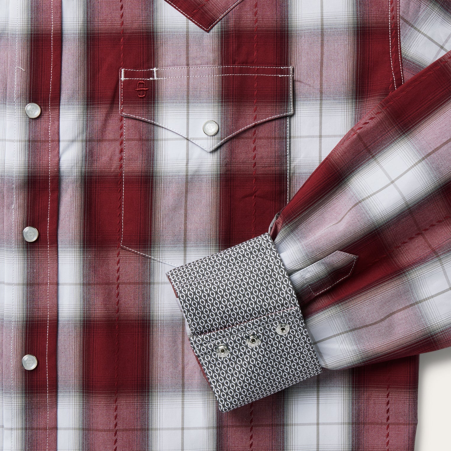 Shadow Plaid Western Shirt Wine | Stetson Men