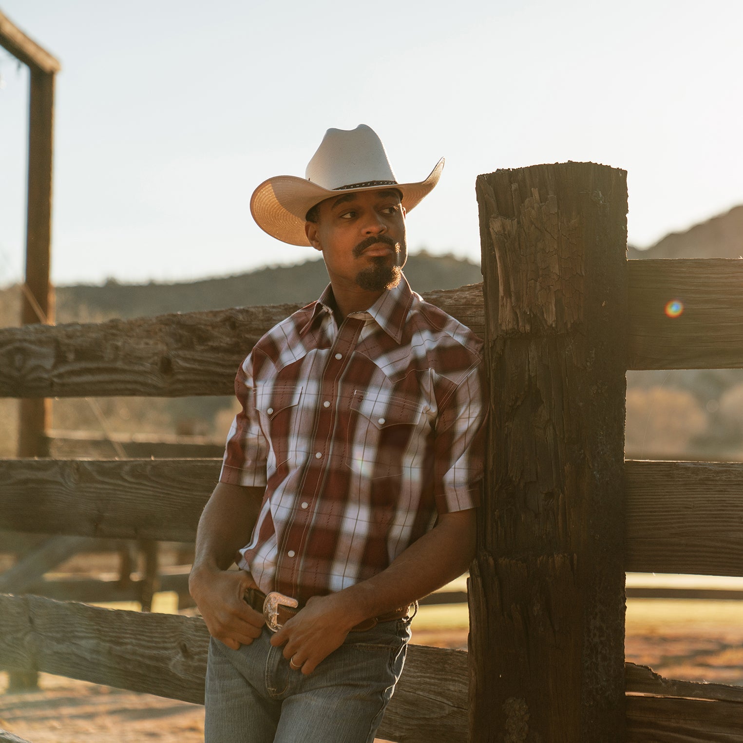 Shadow Plaid Short Sleeve Western Shirt Wine | Stetson Men
