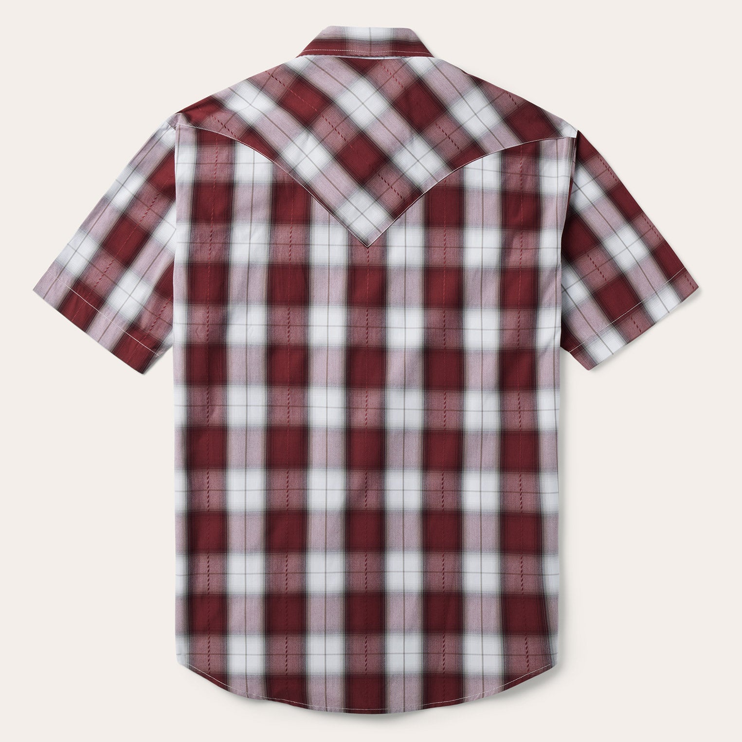 Shadow Plaid Short Sleeve Western Shirt Wine | Stetson Men