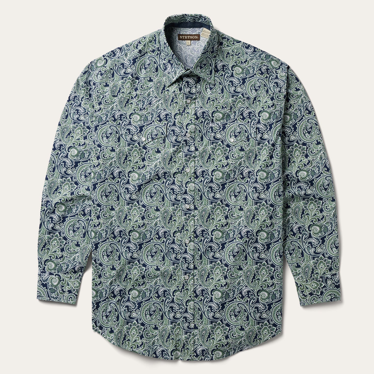 Greenspring Paisley Print Western Shirt Blue | Stetson Men