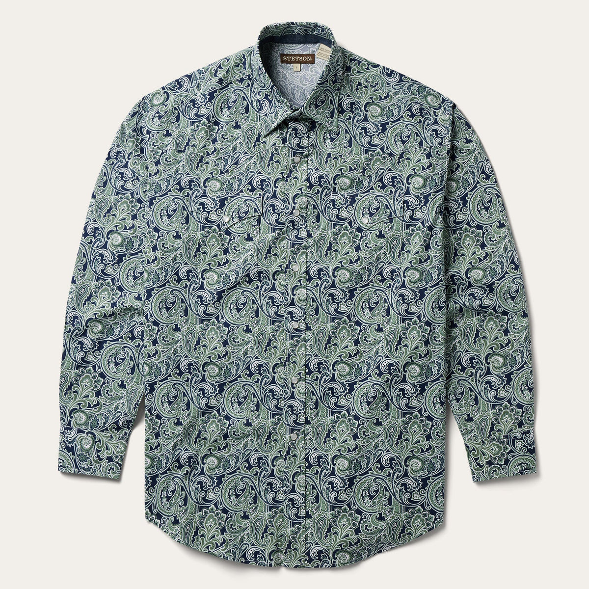 Greenspring Paisley Print Western Shirt Blue | Stetson Men