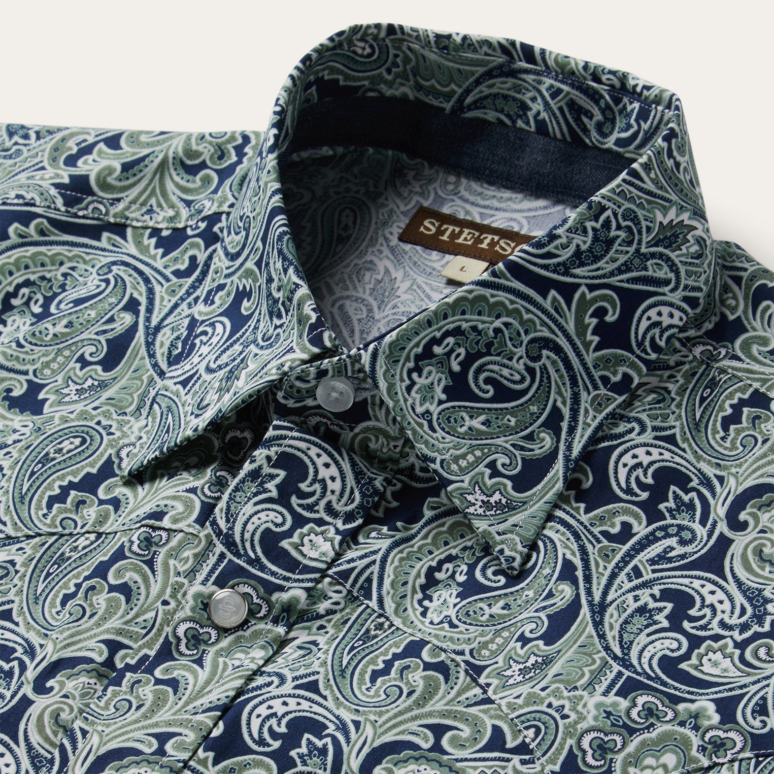 Greenspring Paisley Print Western Shirt Blue | Stetson Men
