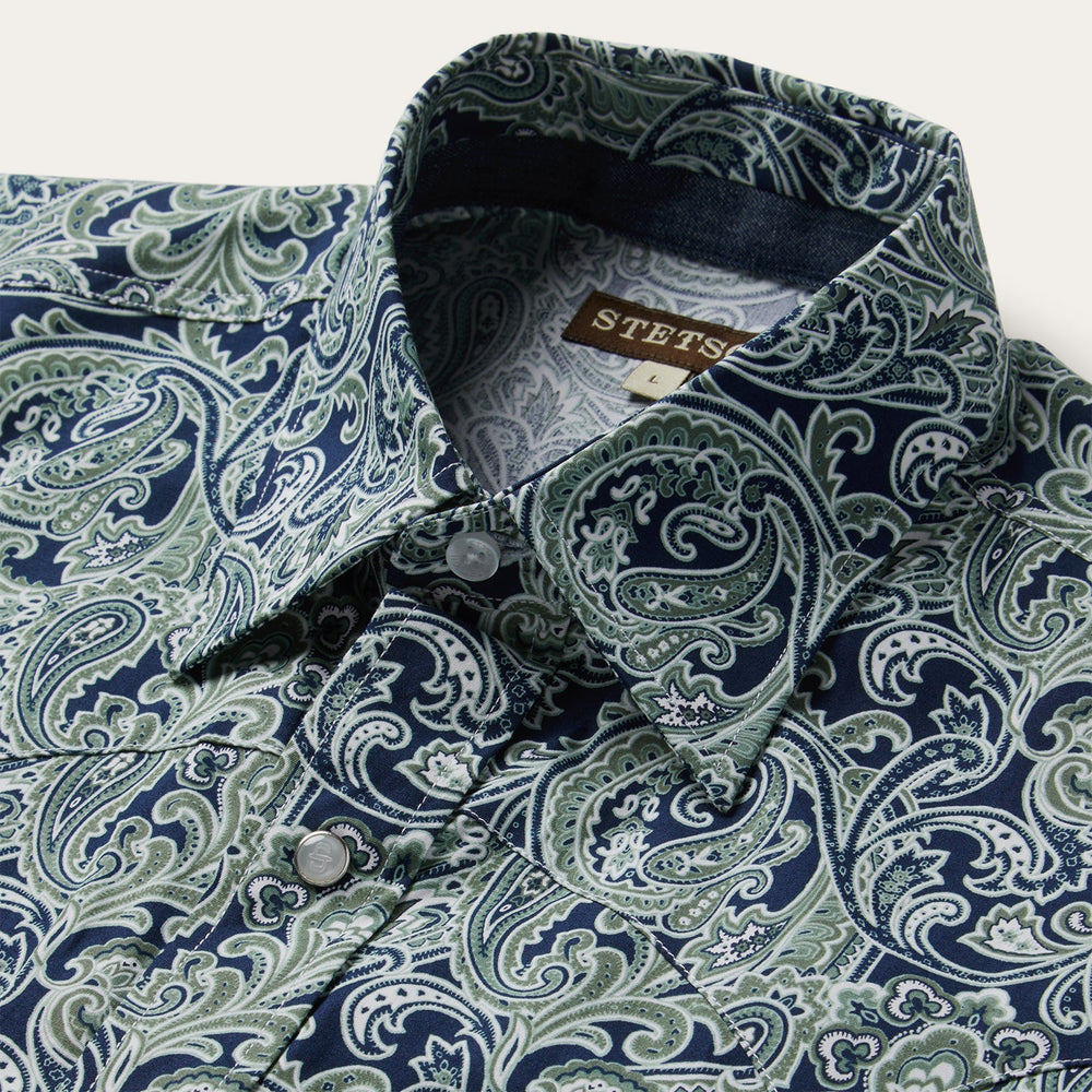 Greenspring Paisley Print Western Shirt Blue | Stetson Men