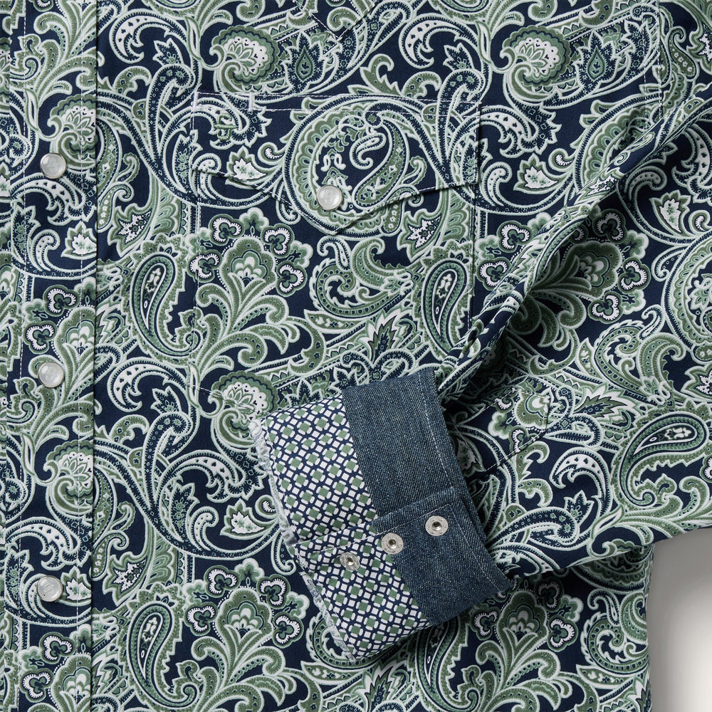 Greenspring Paisley Print Western Shirt Blue | Stetson Men