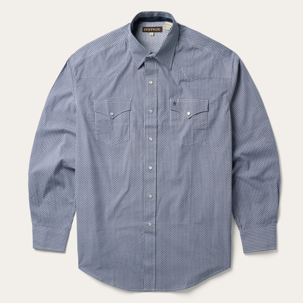 Blue Deco Geo Print Western Shirt Blue | Stetson Men