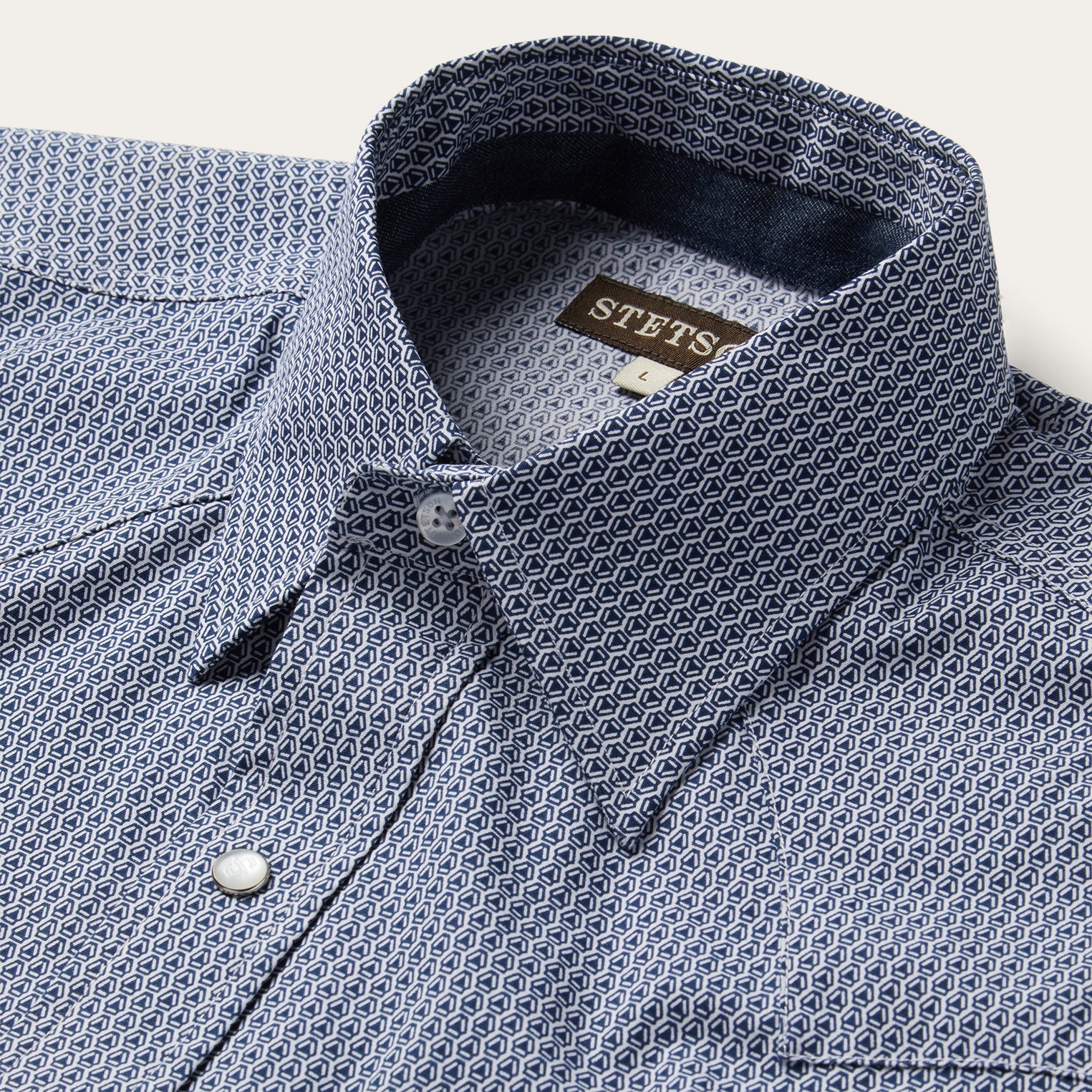 Blue Deco Geo Print Western Shirt Blue | Stetson Men