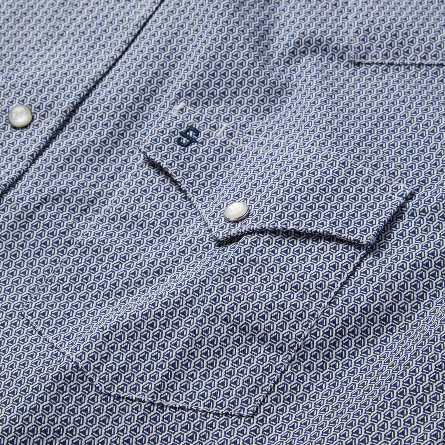 Blue Deco Geo Print Western Shirt Blue | Stetson Men