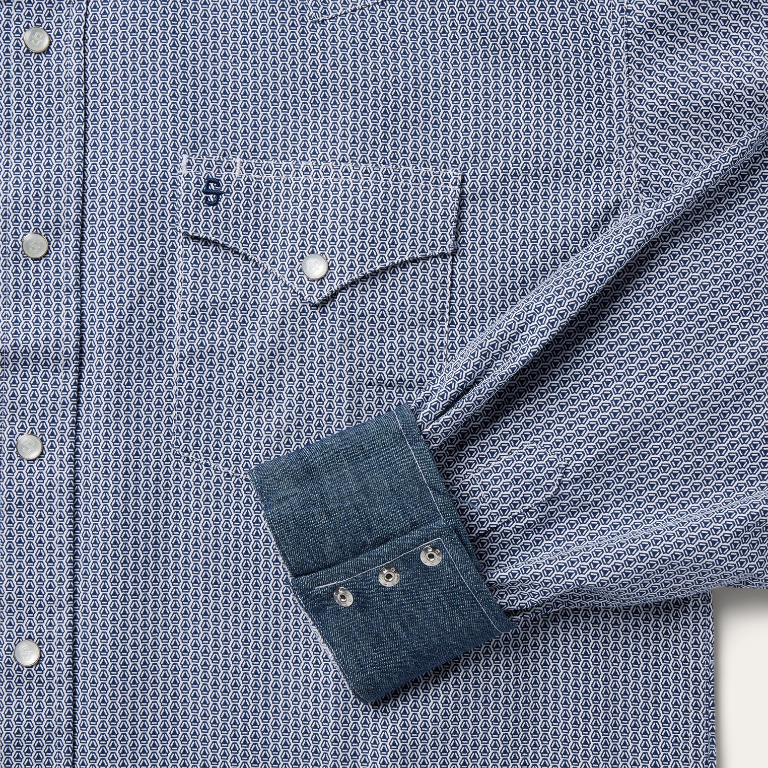 Blue Deco Geo Print Western Shirt Blue | Stetson Men