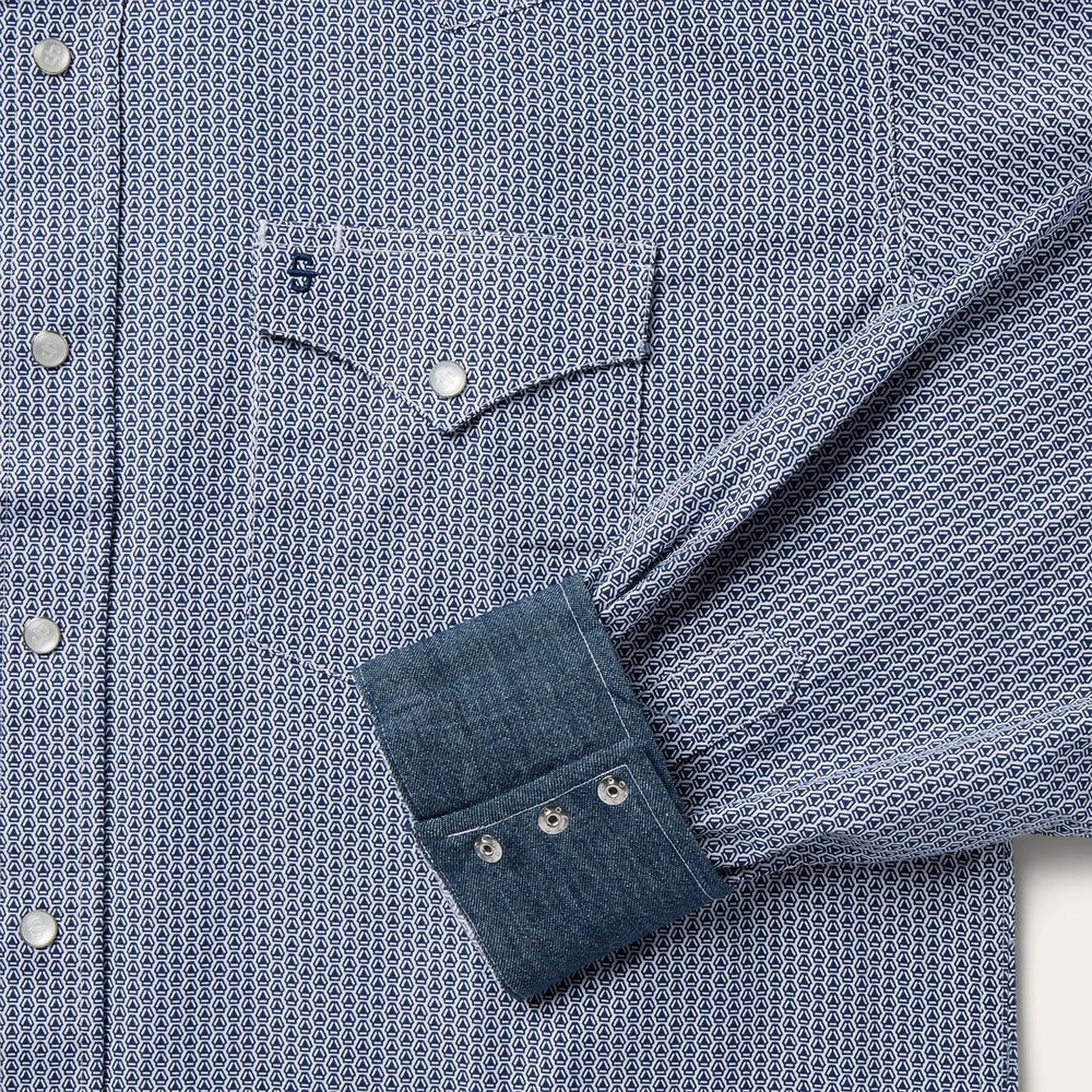 Blue Deco Geo Print Western Shirt Blue | Stetson Men
