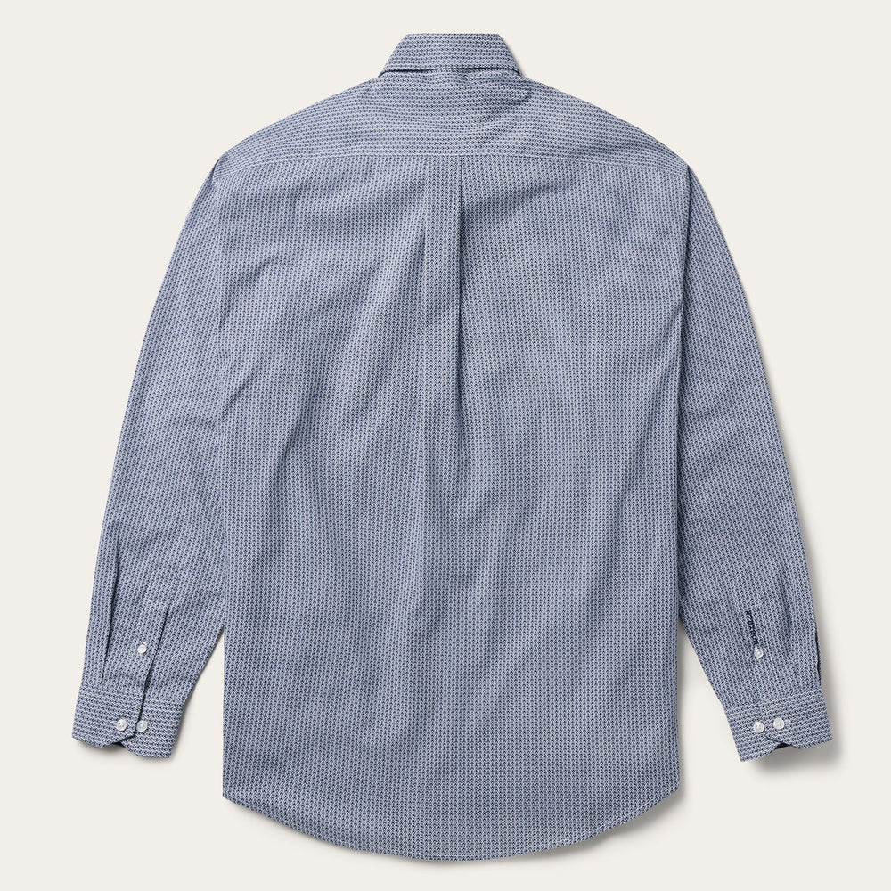 Blue Deco Geo Print Button Front Shirt Blue | Stetson Men