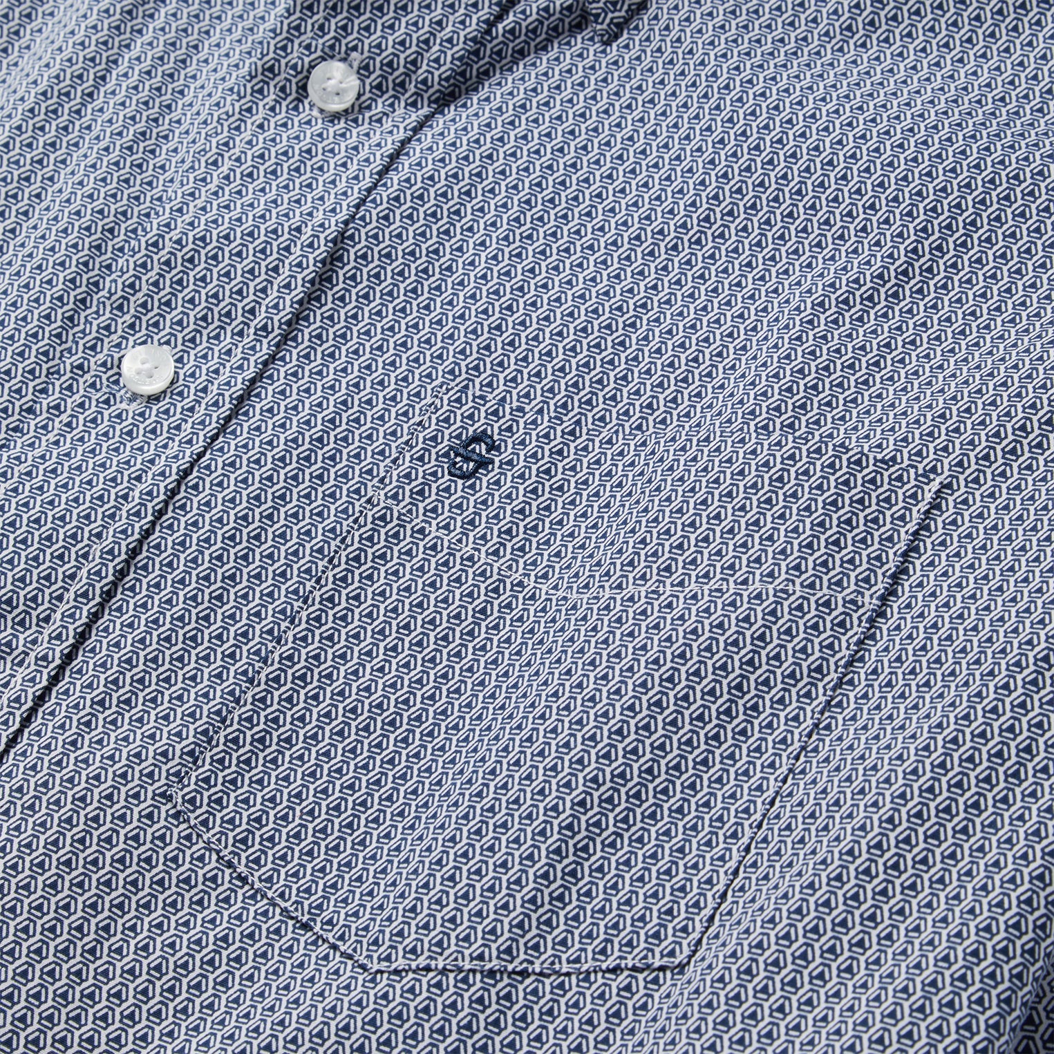 Blue Deco Geo Print Button Front Shirt Blue | Stetson Men