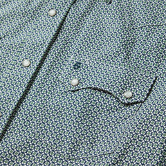 Circle Diamond Print Short Sleeve Western Shirt Green | Stetson Men