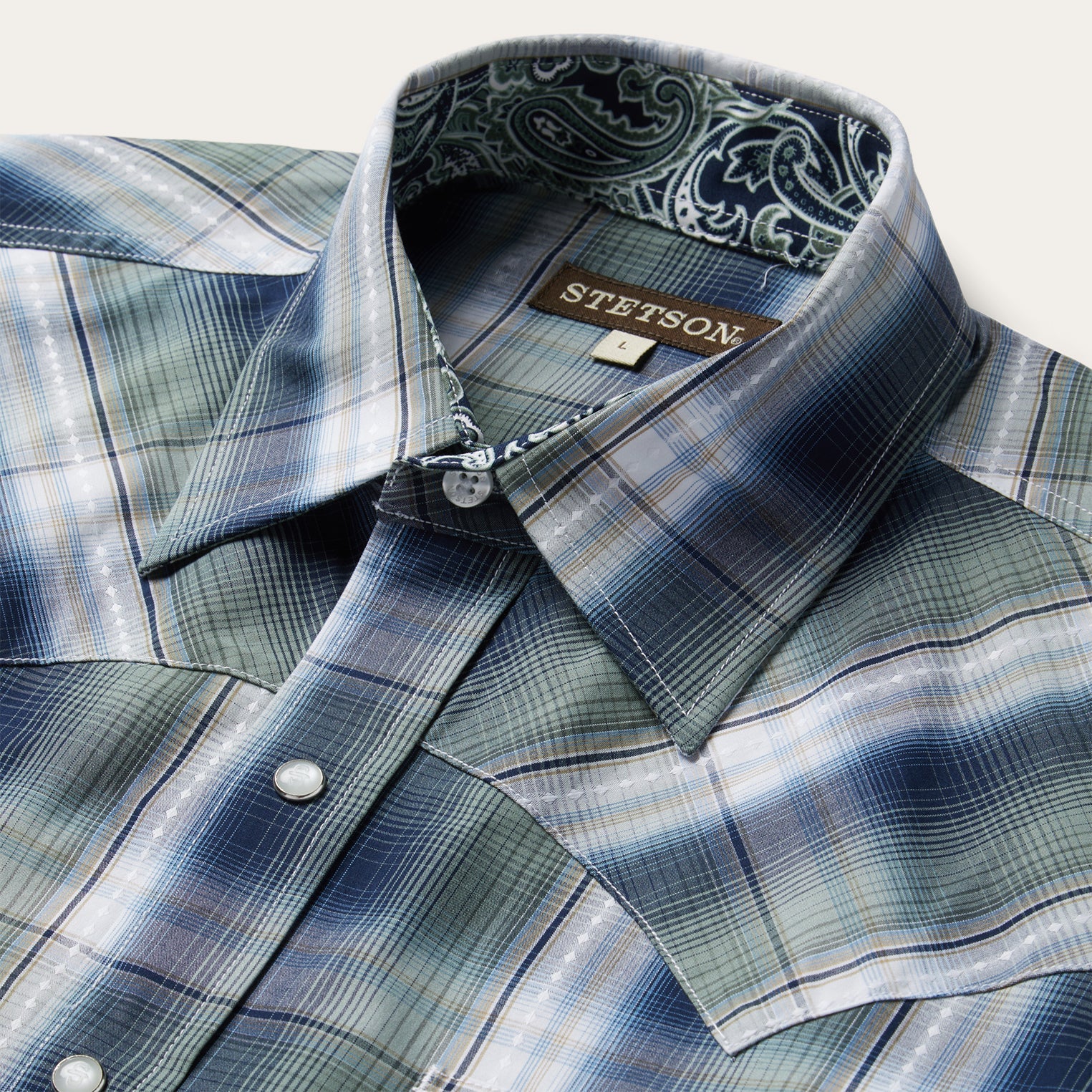 Lucky Diamond Plaid Western Shirt Green | Stetson Men