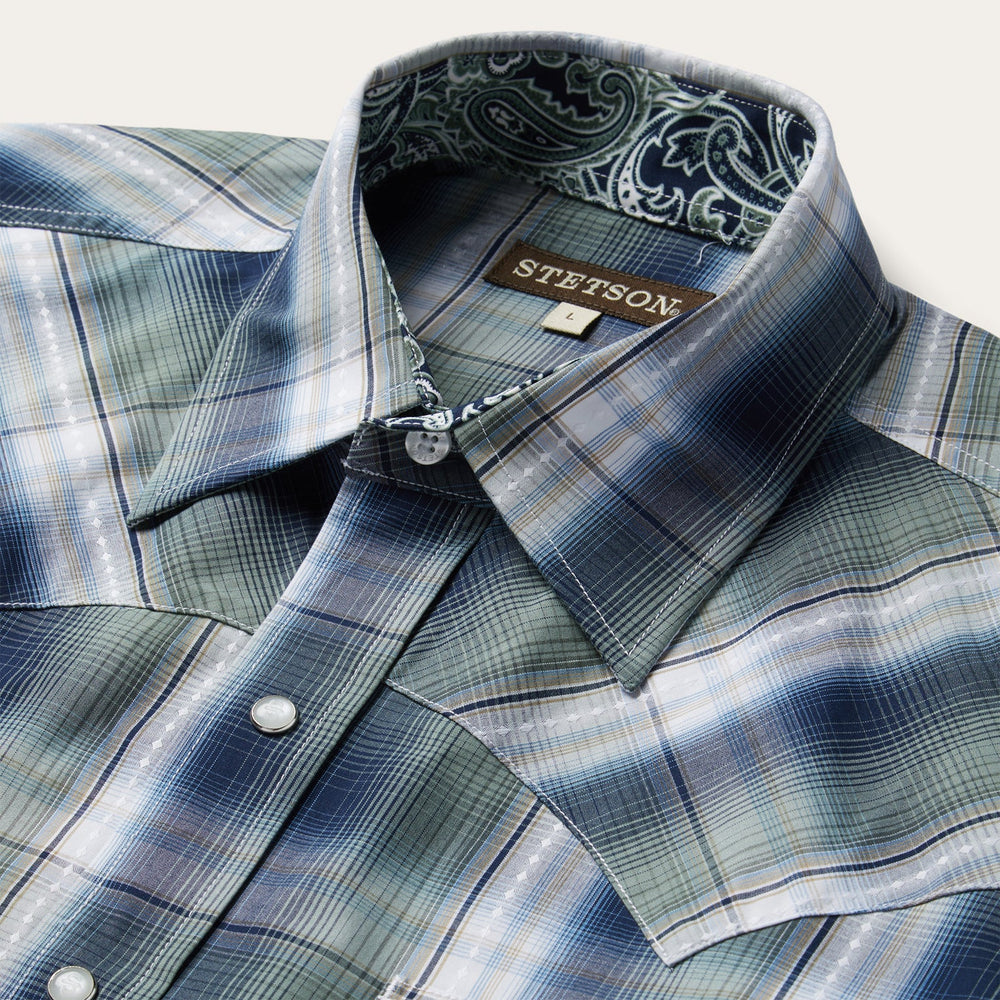 Lucky Diamond Plaid Western Shirt Green | Stetson Men
