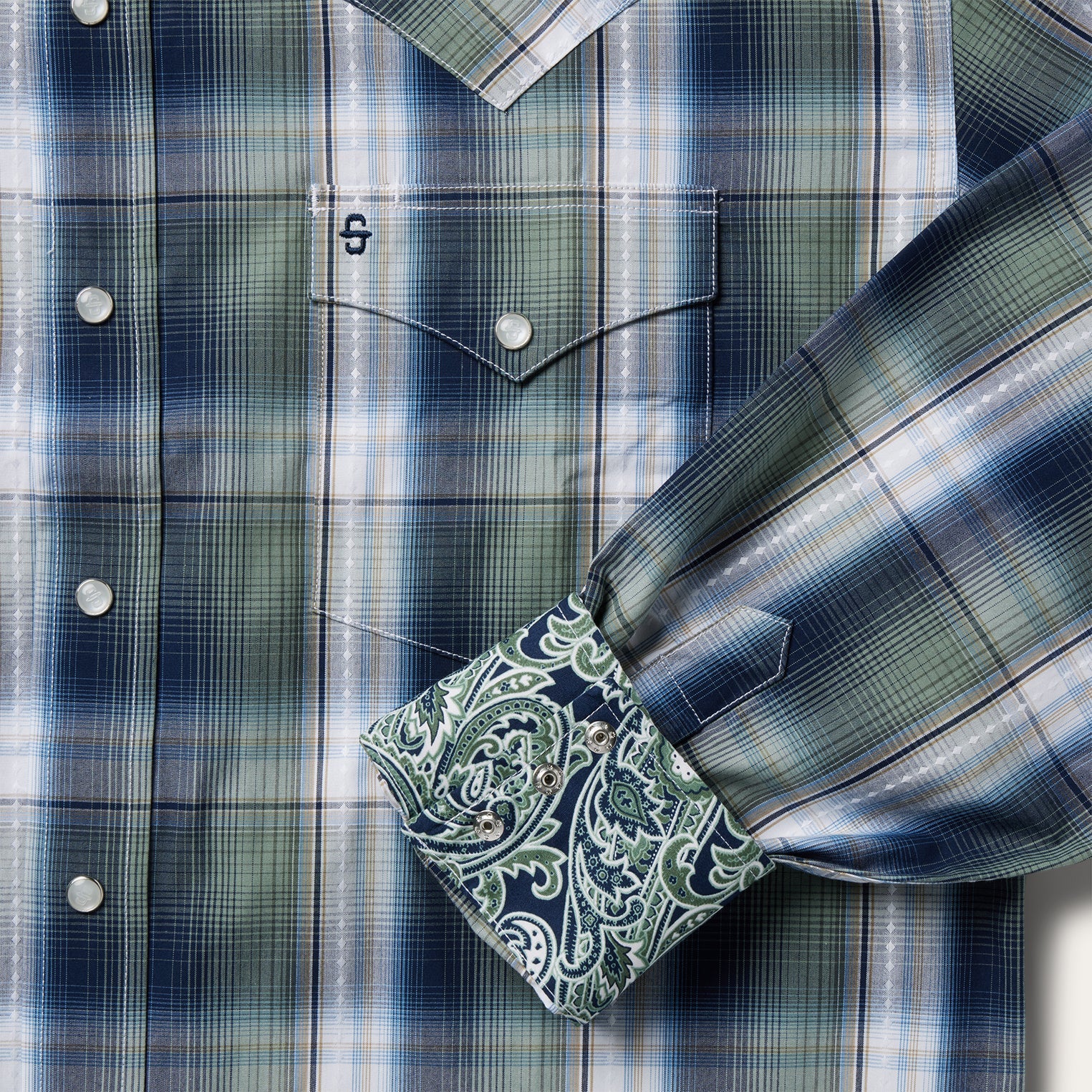 Lucky Diamond Plaid Western Shirt Green | Stetson Men