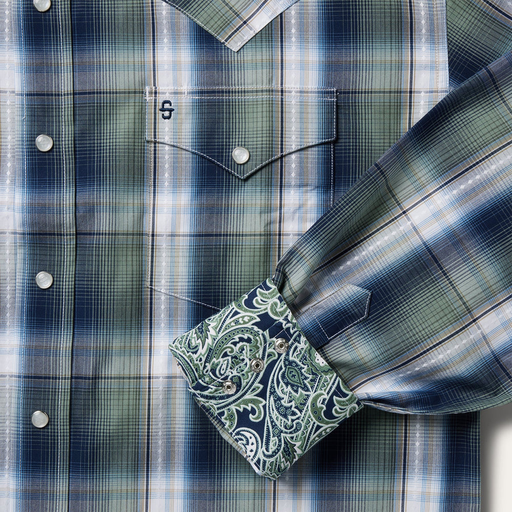 Lucky Diamond Plaid Western Shirt Green | Stetson Men