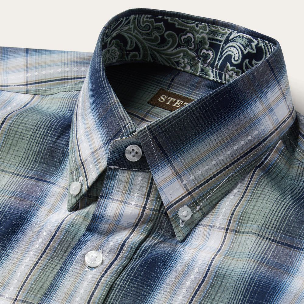 Lucky Diamond Plaid Button Front Shirt Green | Stetson Men