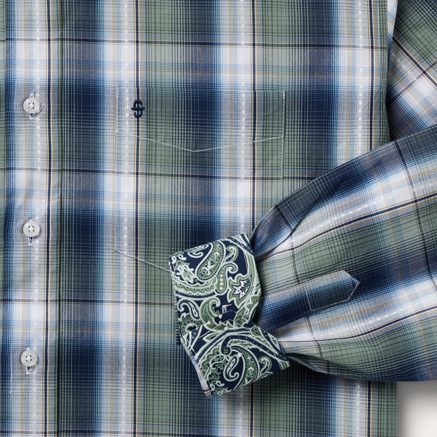 Lucky Diamond Plaid Button Front Shirt Green | Stetson Men